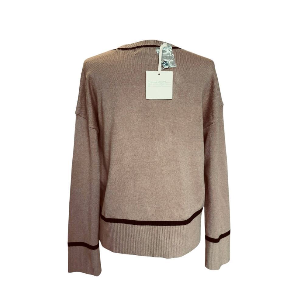 Marled by Reunited Clothing Crewneck Pullover Sweater Camel/Black, Women’s Med. - Picture 3 of 8